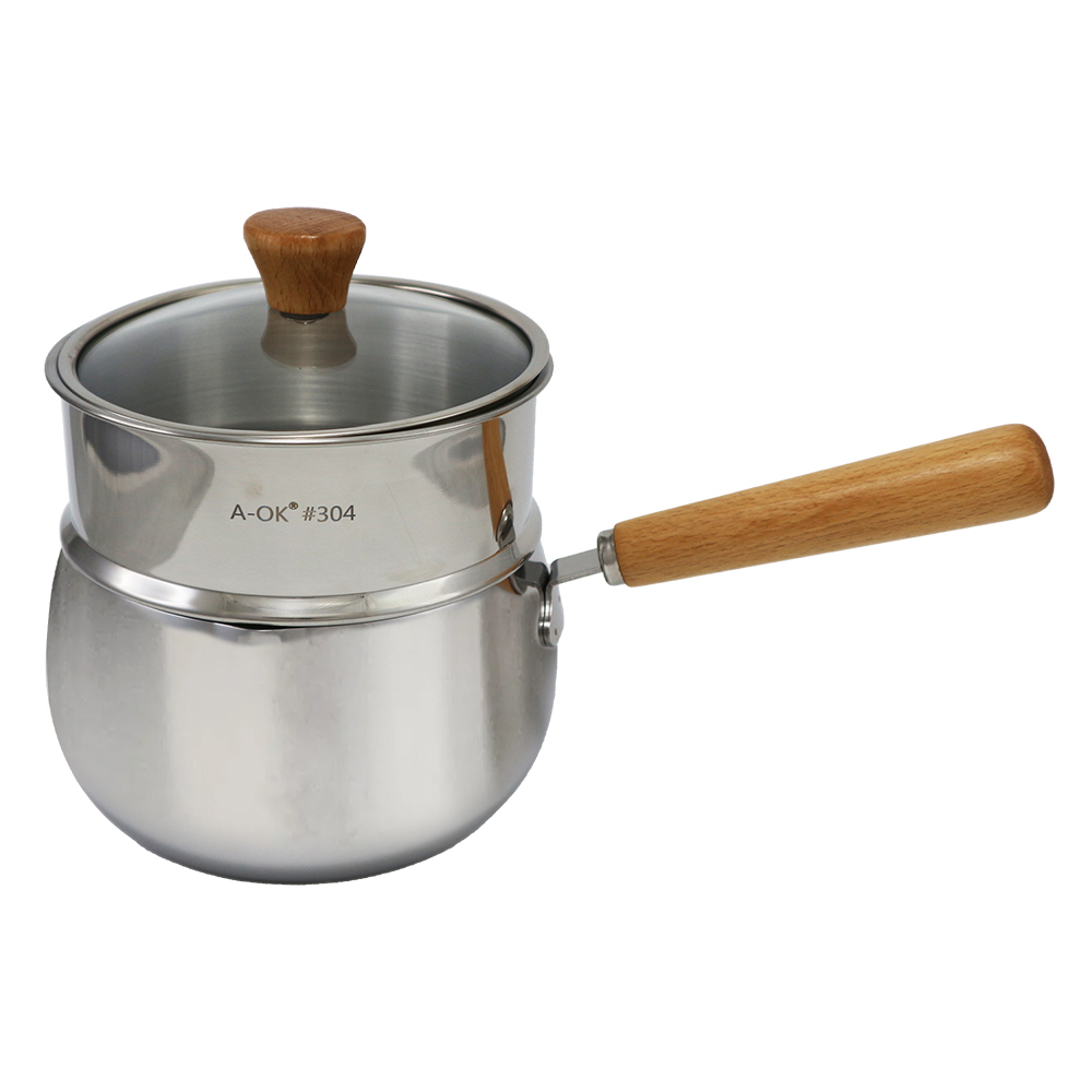 A-OK 316不鏽鋼藍寶石片手鍋-18cmx1+304不鏽鋼蒸籠層x1-1組, , large