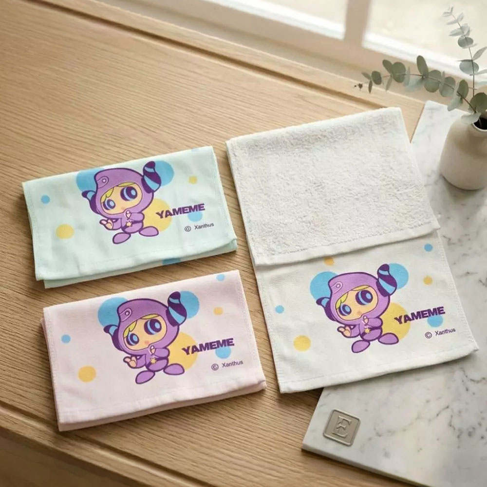 Kaimei Cotton | MIT  Cute Dual-Texture (Half-Gauze, Half-Cotton) Yameme Children&rsquo;s Towel, , large