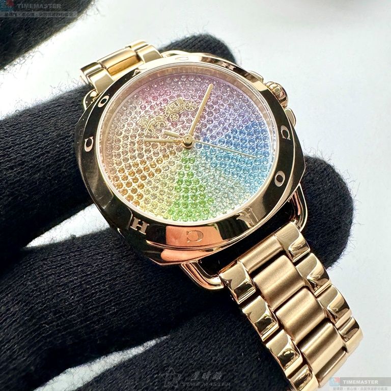 [星晴錶業]COACH手錶,34mm,CH00199彩虹錶面金色錶殼金色精鋼錶帶款, , large