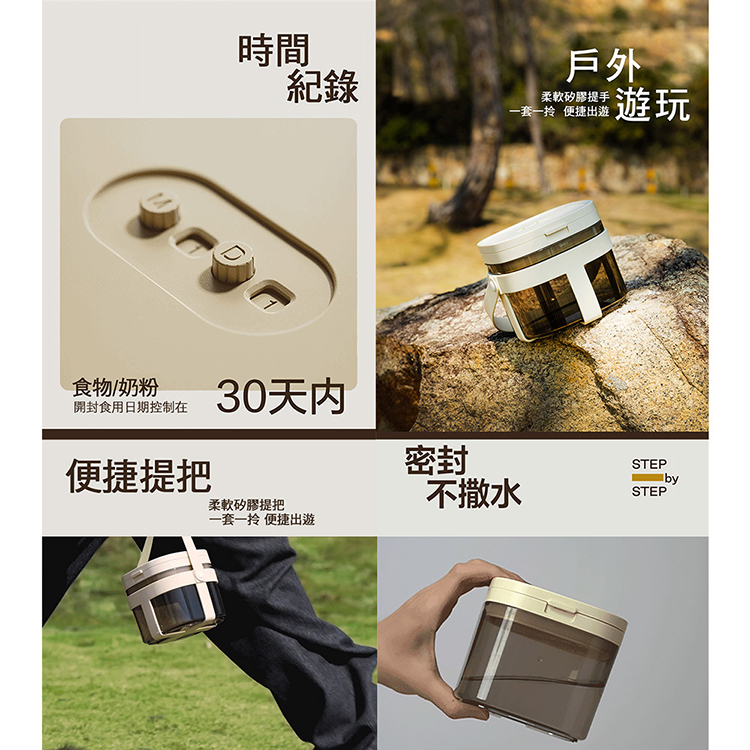 【芽比兔】便攜密封罐兩件組1200ml加附矽膠提袋, , large