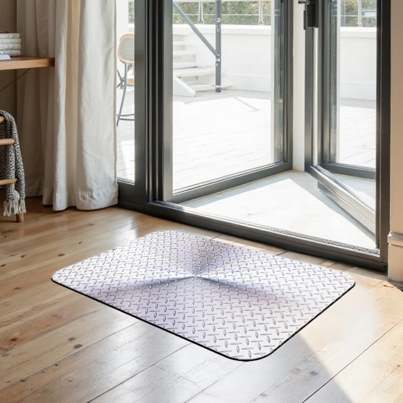 【Monster】 Soft Diatomaceous Earth Printed Mat – Industrial Loft Style (58x38cm) – Light Gray, , large