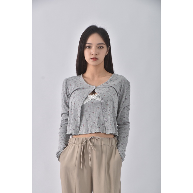 (S) 質感兩件式灰色長袖上衣二手衣, , large