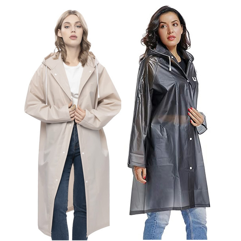 【禾統】加厚加長EVA輕便雨衣/ 件 / 石墨黑 (梅雨季必備 機車族推薦 一次性雨衣 拋棄式雨衣 成人輕便雨衣 雨天必備 登山露營防雨), 石墨黑, large