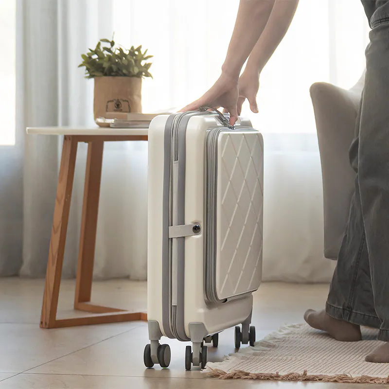 【鋼鐵灰】✈️【BIGGER】20吋⚡菱格紋前開摺疊箱：旅行、出差，前開＋可摺疊！行李太佔空間？這咖 20 吋直接摺起來收（3 色可選！奶霜白／曜石黑／鋼鐵灰）, , large