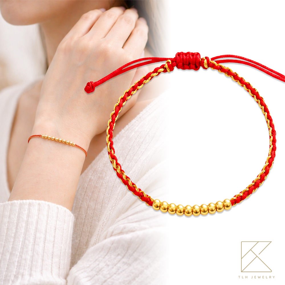 【TLH】母親節限定 黃金墜手鍊 純金999 十全十美 約重0.05錢&plusmn;0.01 贈母親節禮盒包裝, , large