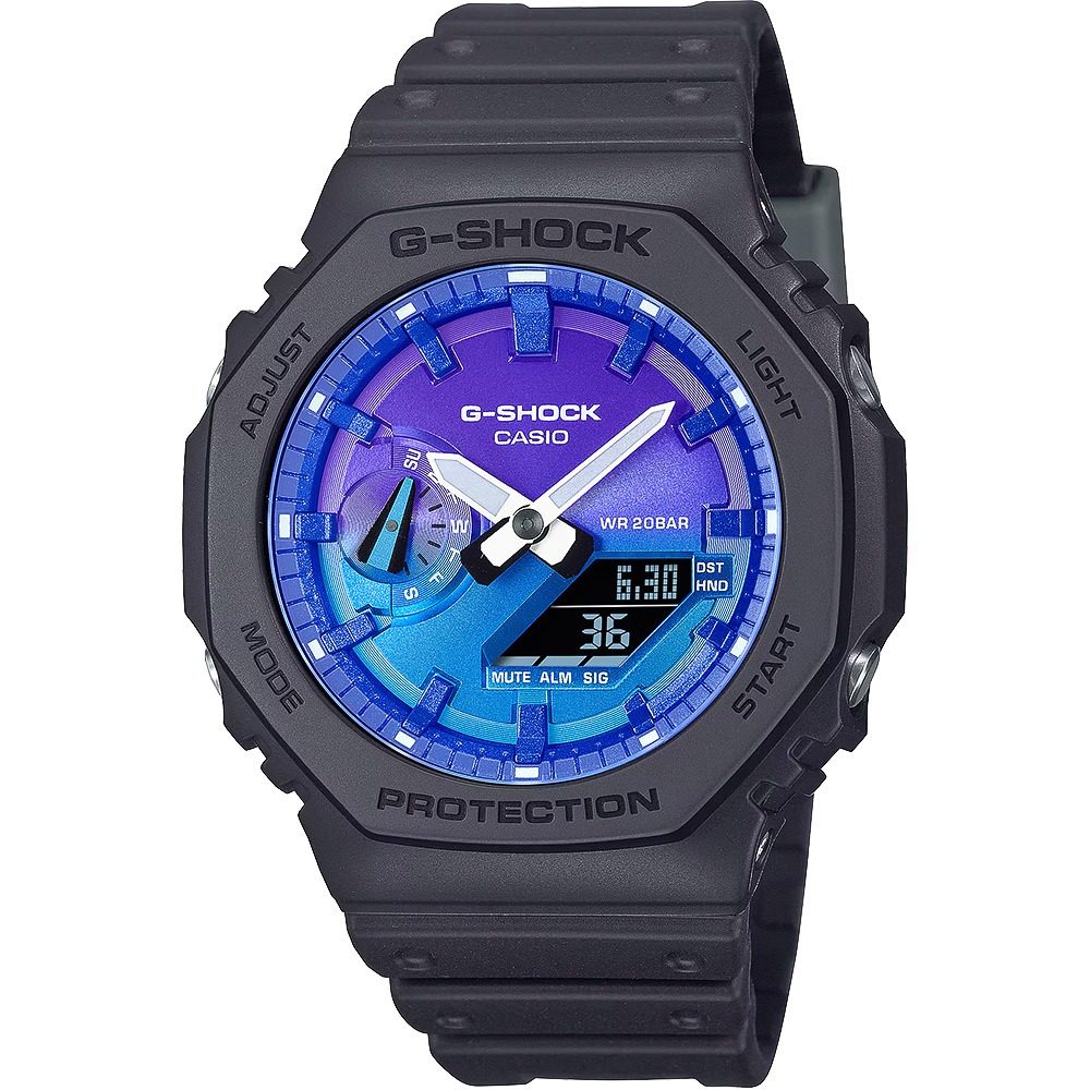 CASIO 卡西歐 G-SHOCK 熾熱火焰系列 八角雙顯手錶 GA-2100FL-1A, , large