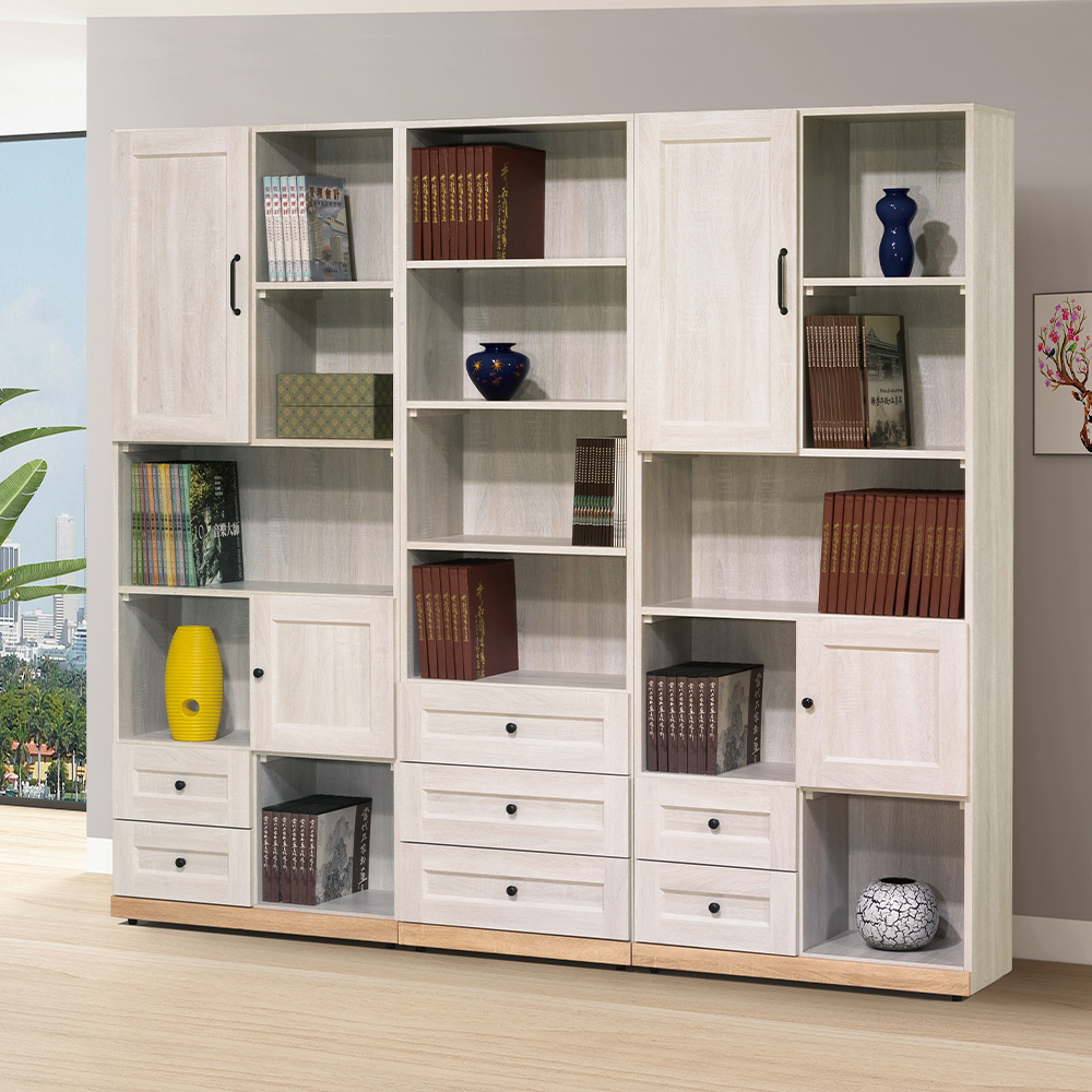 【唯熙傢俱】查理白橡色2.7尺書櫃, , large