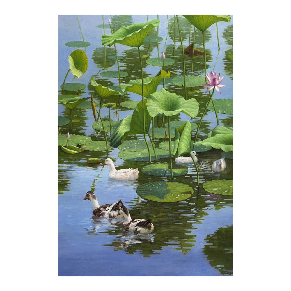 【御畫房】春水遊 國家一級畫師手繪油畫60×90cm(VF-27), , large