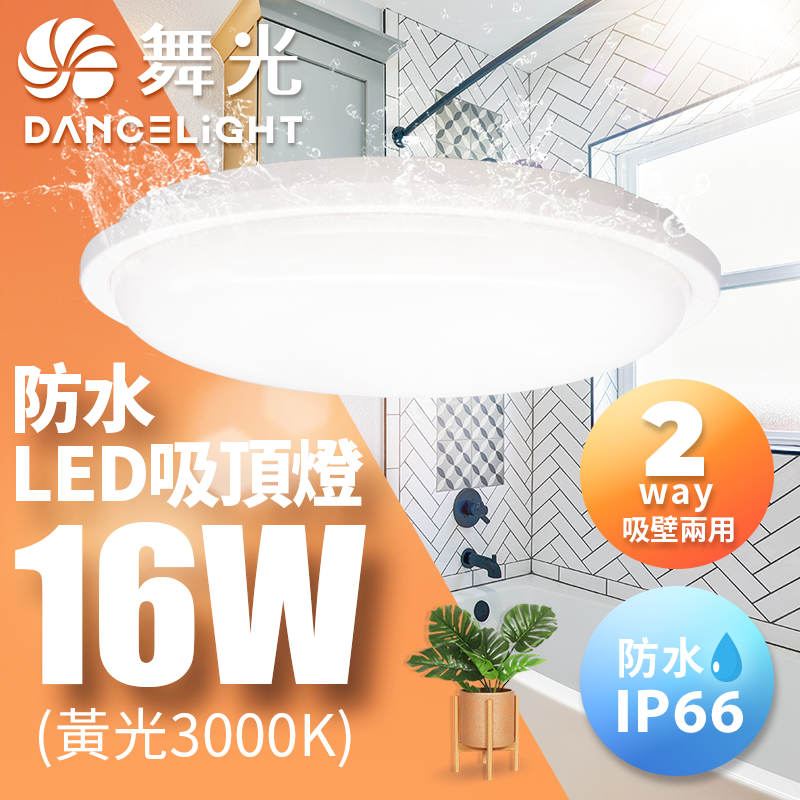 DanceLight舞光 LED 16W防水膠囊吸頂燈(黃光), , large