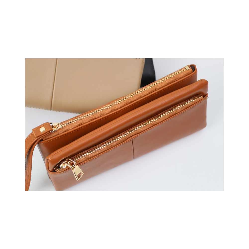 LUN&Eacute;A 柔光小羊皮雙層對折長夾-可可棕  多卡位收納 人氣女用皮夾 女夾 錢包, , large