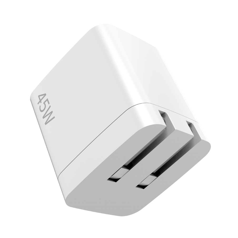 【amuok】GaN 45W 雙Type-C PD3.0快速充電器(白色)(電源供應器 豆腐頭 充電頭), 白色, large
