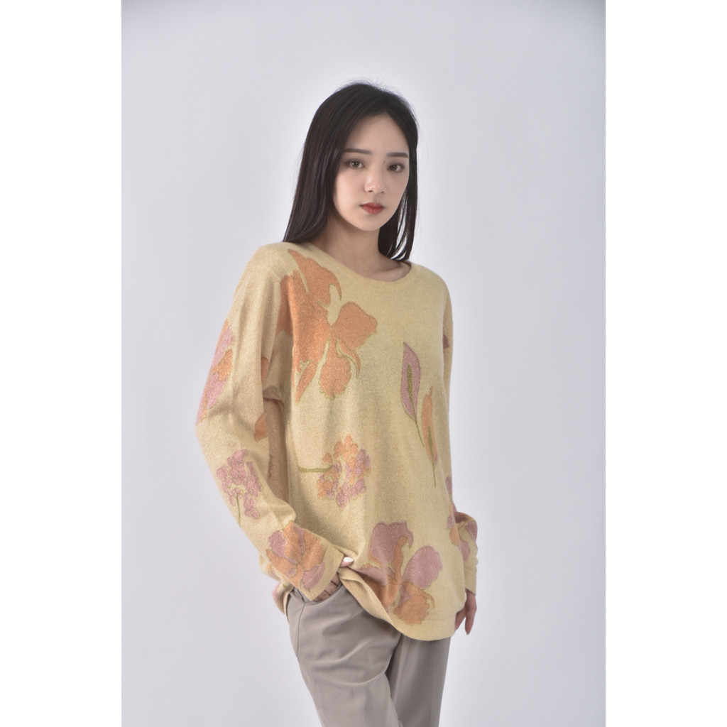 (S) eos pentes heurs圓領杏色長袖上衣二手衣, , large