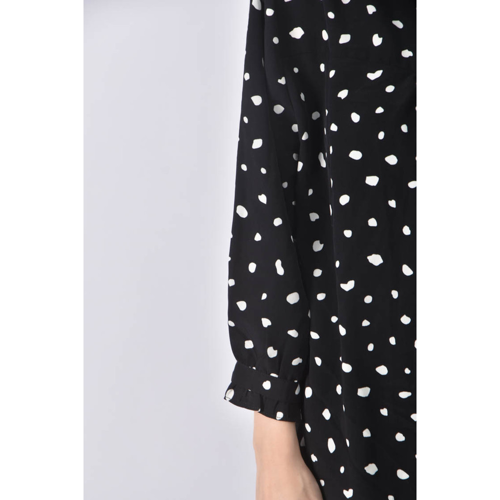 (XL) lativ點點黑色長袖上衣二手衣, , large