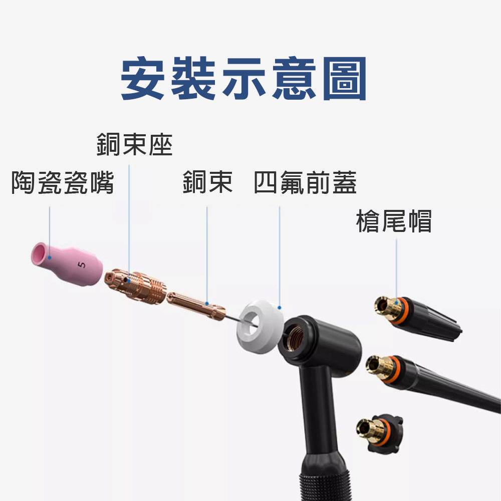 氬銲瓷杯-瓷嘴(加長款) 氬弧 焊槍配件 WP17 WP18 WP26, , large