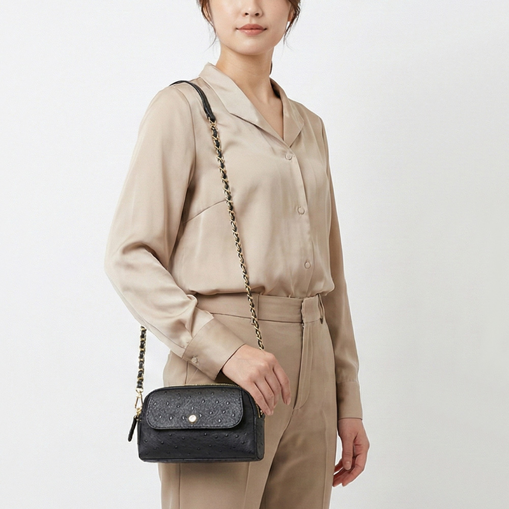 【M2nd】悠特蒂鴕鳥皮多功能斜揹包-駝(T75A), , large