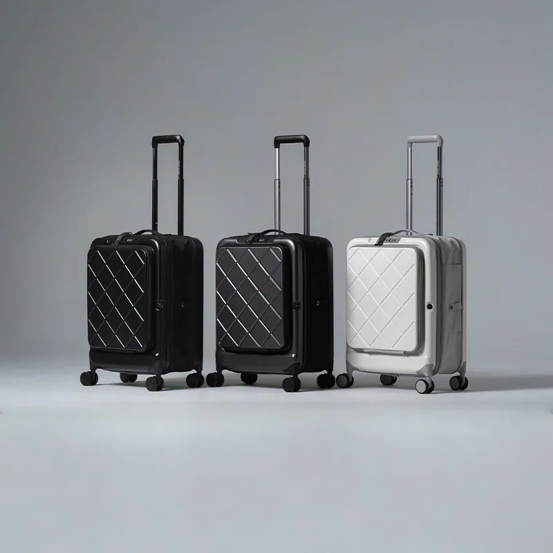 【奶霜白】✈️【BIGGER】20吋⚡菱格紋前開摺疊箱：旅行、出差，前開＋可摺疊！行李太佔空間？這咖 20 吋直接摺起來收（3 色可選！奶霜白／曜石黑／鋼鐵灰）, , large