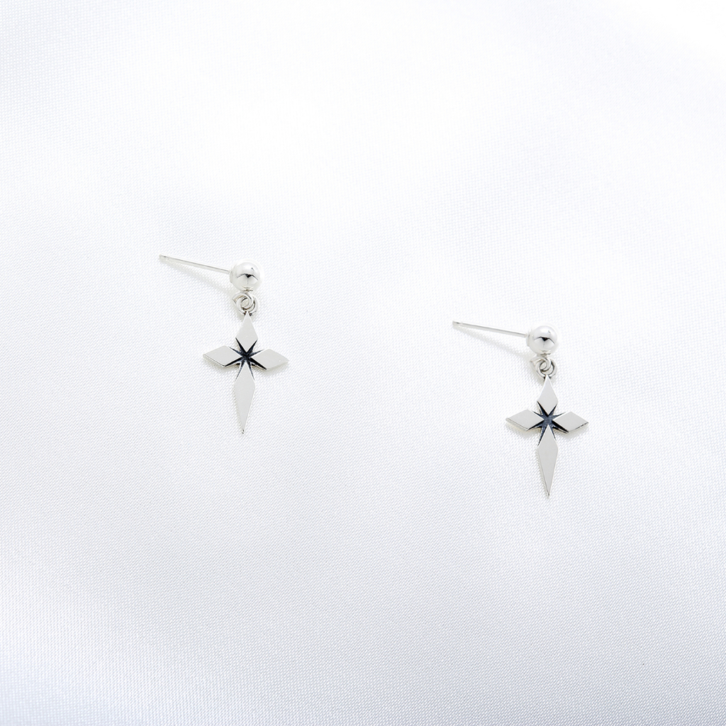 【Angel & Me】Star of Bethlehem Cross 925 sterling silver earrings, , large