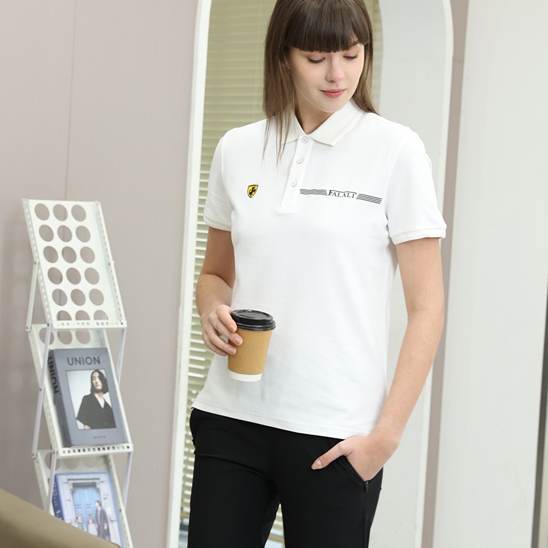 【FALALI】Short-sleeved cooling polo shirt - Women's (white) 