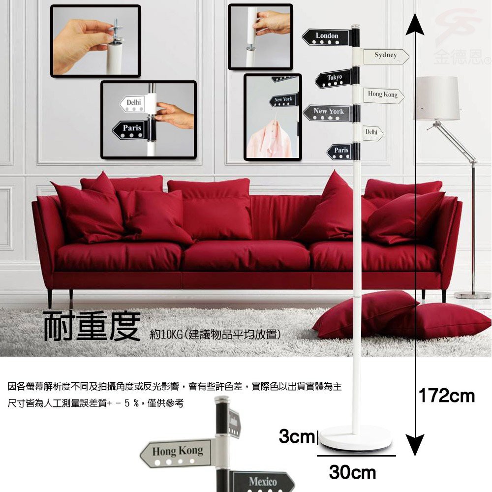 GS MALL 台灣製造 26孔城市路標旋轉衣帽架 吊衣架 衣掛架 置衣架 衣帽架 旋轉衣帽架 旋轉衣架 曬衣架 衣架, , large
