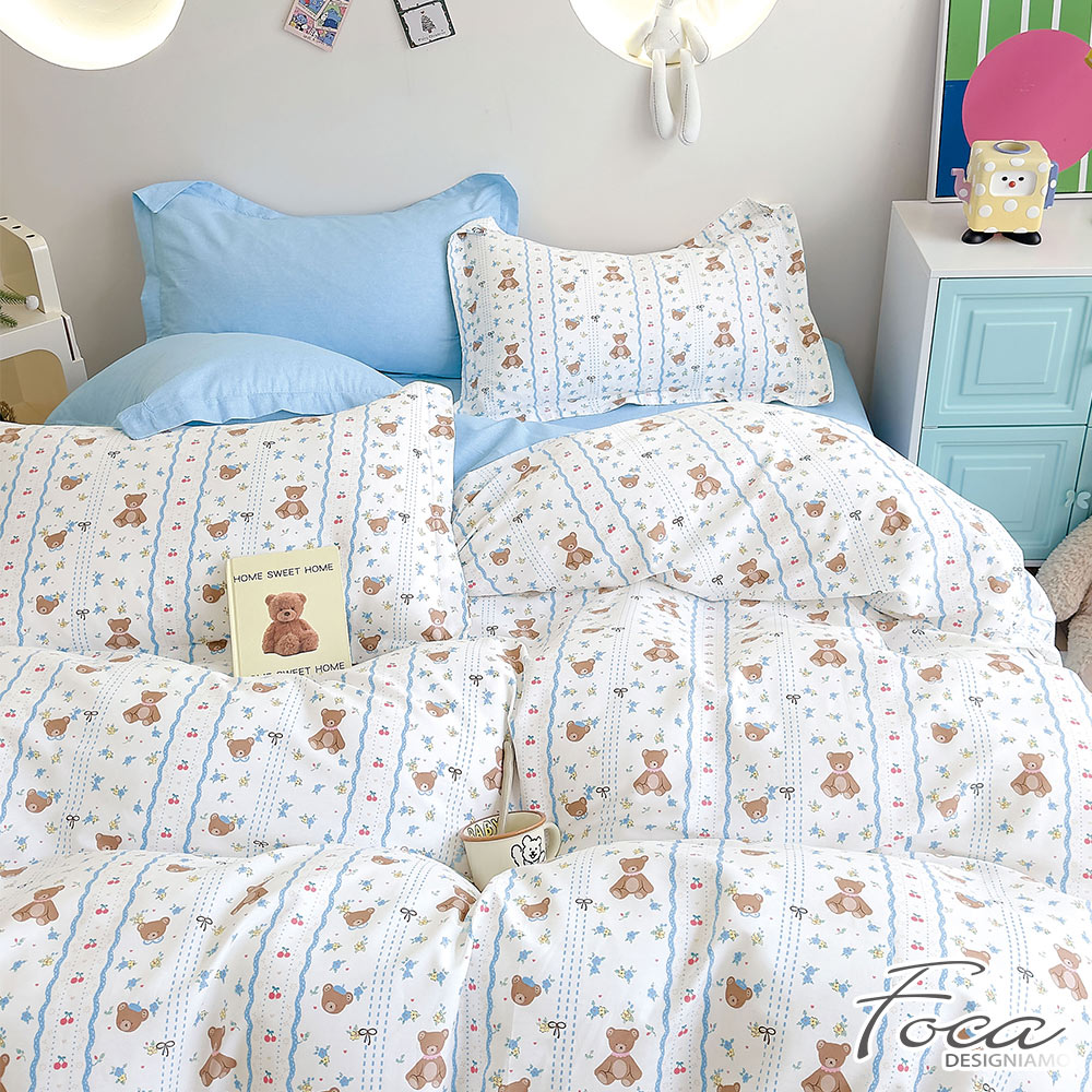 【FOCA】Los Angeles Time | 100% combed cotton bed sheet and pillowcase set - single, , large
