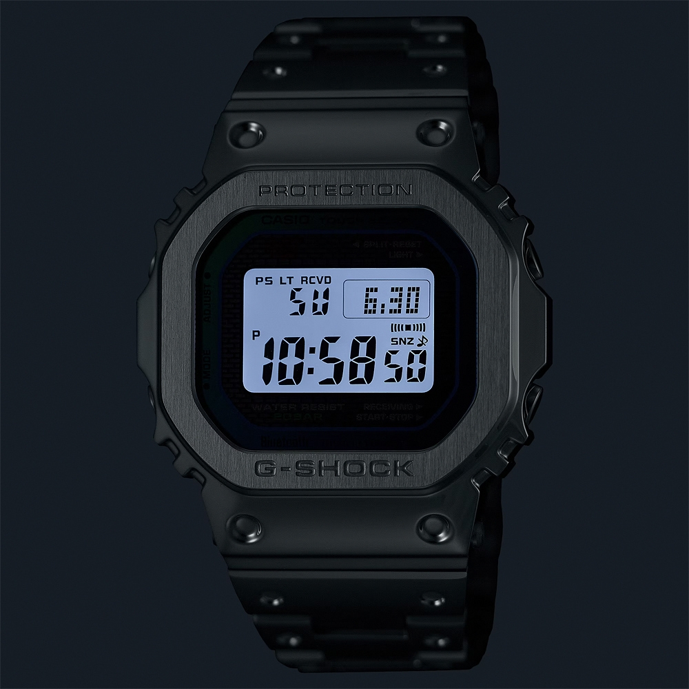 CASIO 卡西歐 G-SHOCK 全金屬 彩虹光譜 太陽能電波手錶-百搭銀 GMW-B5000PC-1, , large