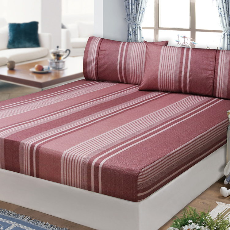 FITNESS 精梳棉雙人特大床包枕套三件組-安德里-紅