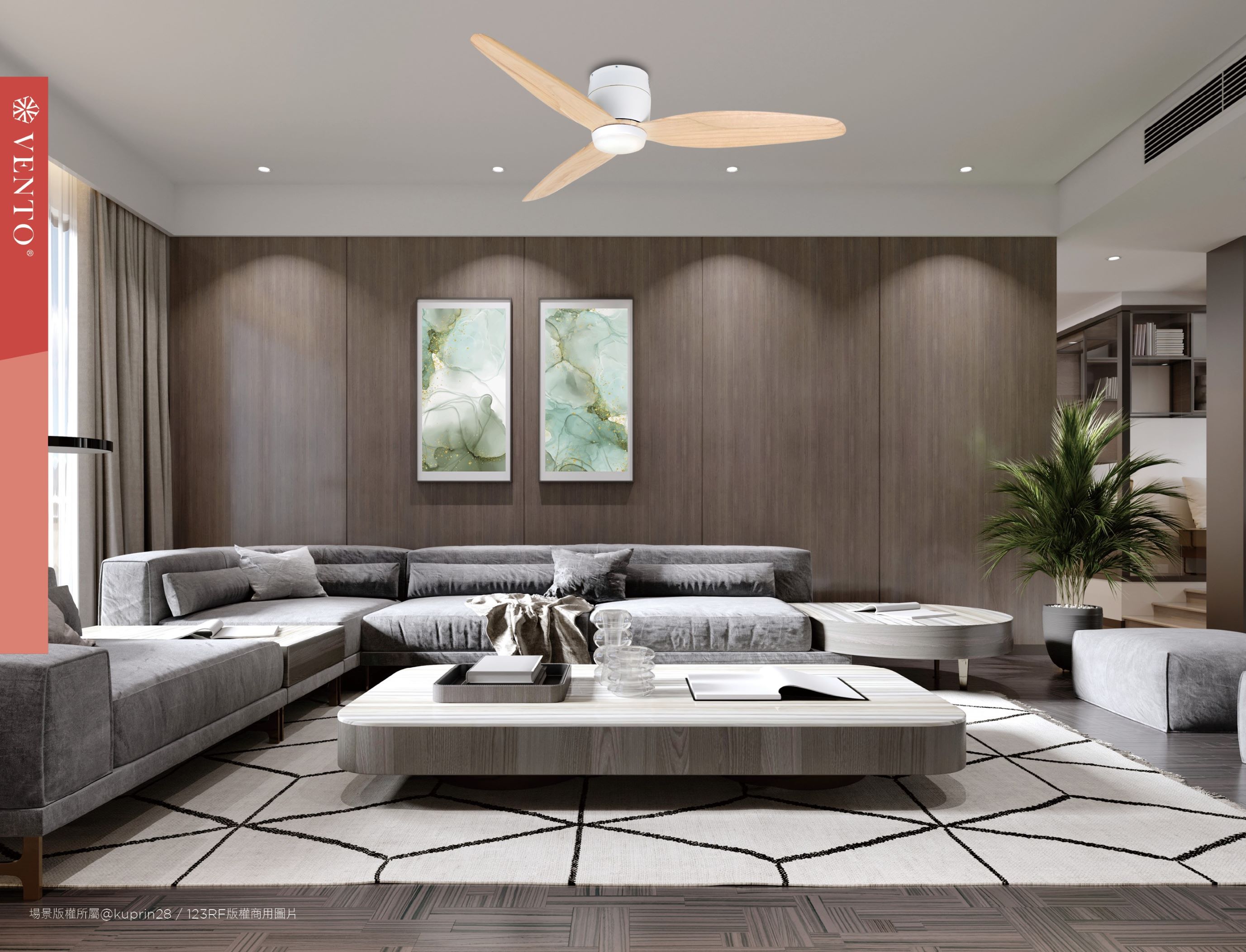 【VENTO】 SAMARA 42"-DC simple ceiling fan with wooden blades, , large
