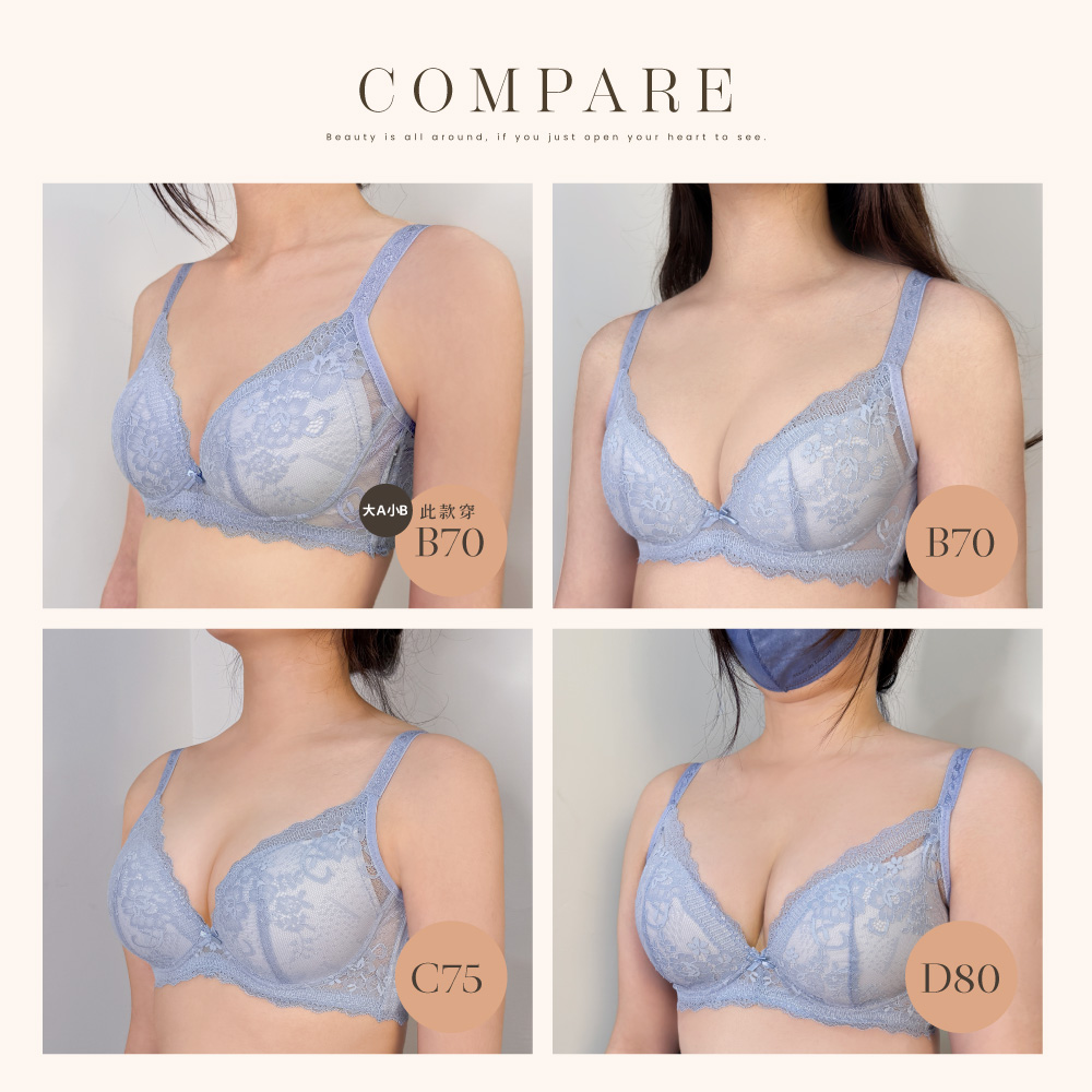 【Clany可蘭霓】澎然心動 石墨烯抑菌軟鋼圈集中包覆BCD蕾絲內衣 晴空藍 8063-51, , large