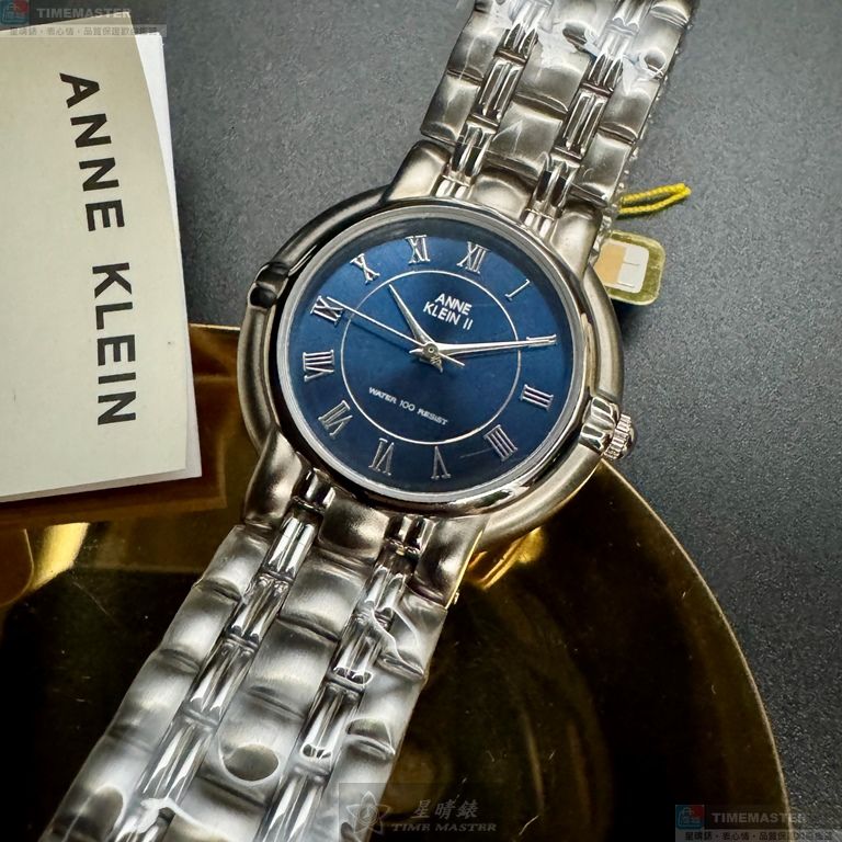[星晴錶業]ANNE KLEIN手錶,34mm,AN00542寶藍色錶面銀錶殼銀色精鋼錶帶款, , large