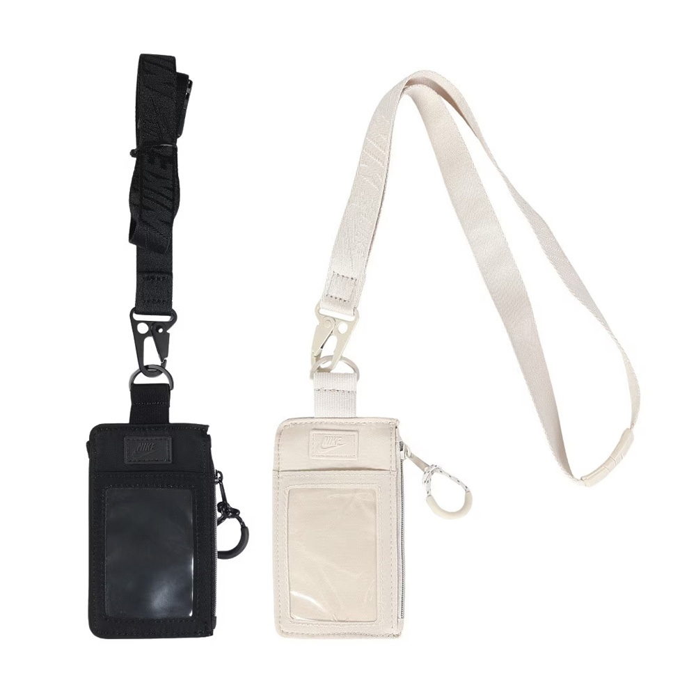 NIKE TECH STATEMENT 證件零錢掛繩 證件夾 卡夾 票卡夾 證件套 零錢包 可拆式 耐用 防潑水 黑 米, , large