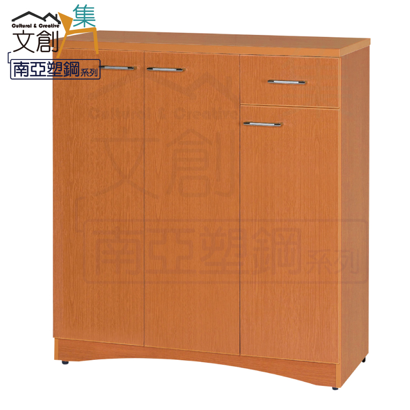 【文創集】奈米 環保3.2尺南亞塑鋼三門單抽鞋櫃(客約商品), , large