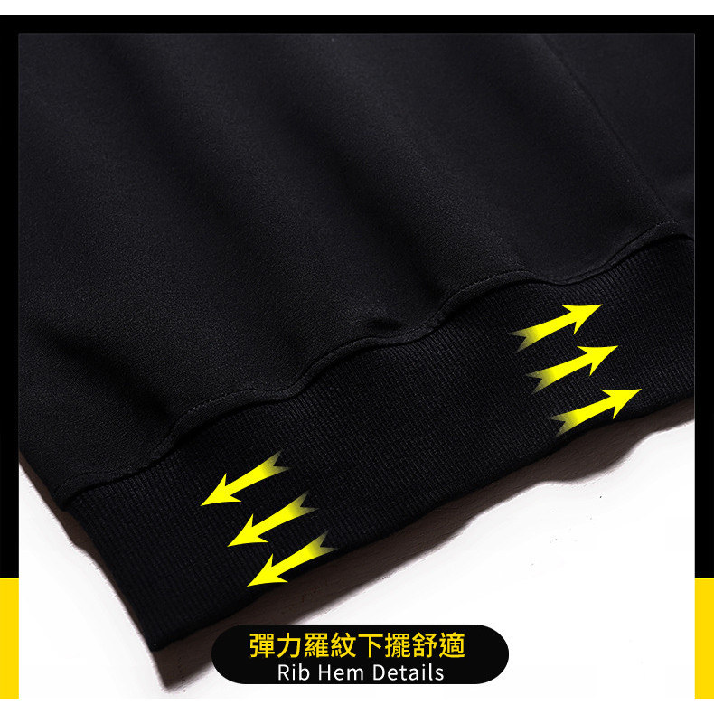 大尺碼-古英文 印花 大學T恤-黑/淺卡其-0201133, 01黑, large