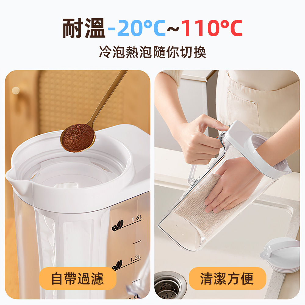 【上手家居】冷萃過濾冷水壺 2.2L 2.2L(水壺/耐熱水壺/過濾水壺/冰箱水壺/冷泡茶壺), , large