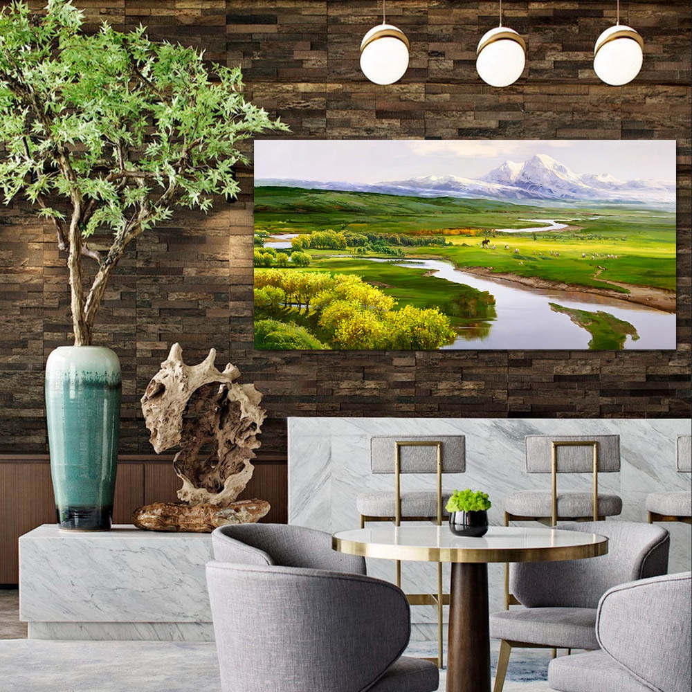 【御畫房】天山牧羊 國家一級畫師手繪油畫60&times;120cm(VF-126), , large