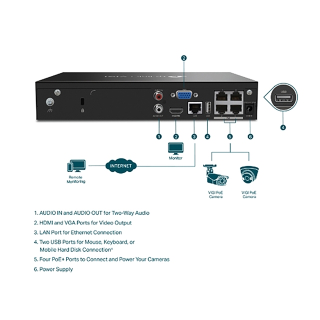 TP-LINK 昌運監視器組合 VIGI NVR1004H-4P 4路主機+VIGI C240I 4MP網路攝影機*4, , large