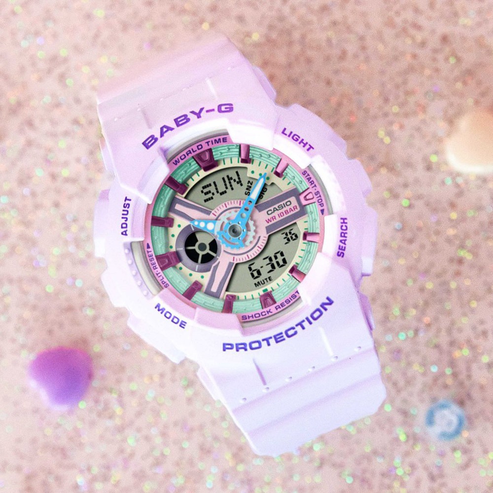 CASIO 卡西歐 BABY-G 粉紫色 柔和色調手錶 BA-110XPM-6A, , large
