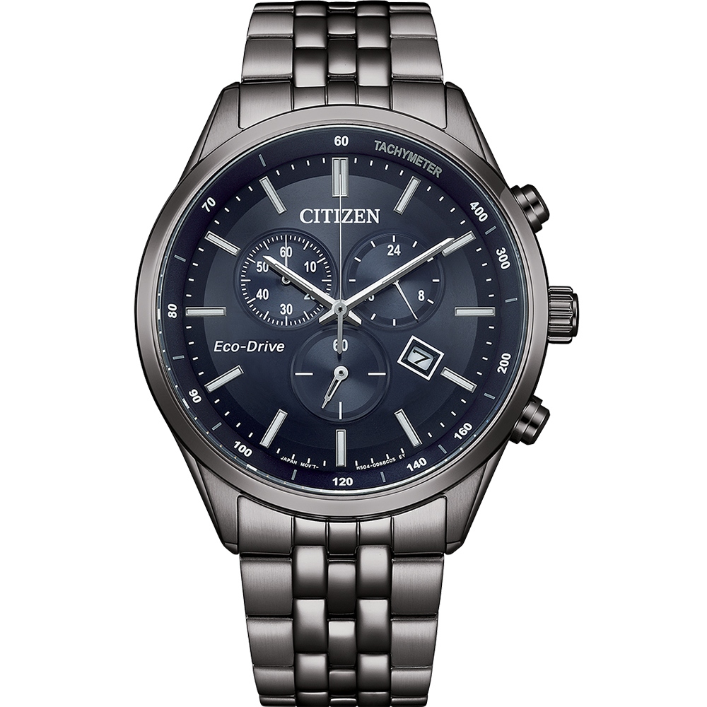 CITIZEN 星辰 亞洲限定款 海軍藍 光動能三眼計時手錶 送禮-42mm AT2577-57L, , large