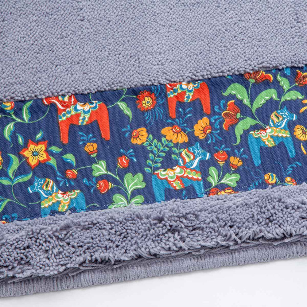 【HASHIZUME】Japan-Made Antibacterial & Deodorant Kitchen Mat 50×180cm – Light Gray (Nordic-Style Lucky Horse / Non-Slip Design / Machine-Washable), , large