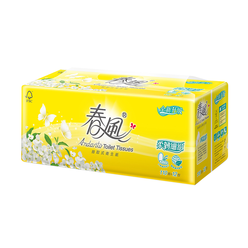 春風柔韌感抽取衛生紙 FSC 110抽*12 包, , large