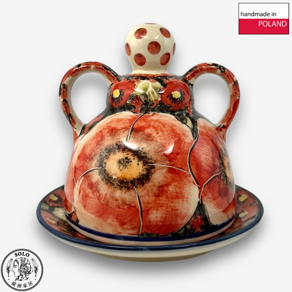 【SOLO歐洲家居】波蘭製 Cerraf 波蘭陶 14cm 起司娃娃 奶油盅/點心盤 赤霞花語系列, , large