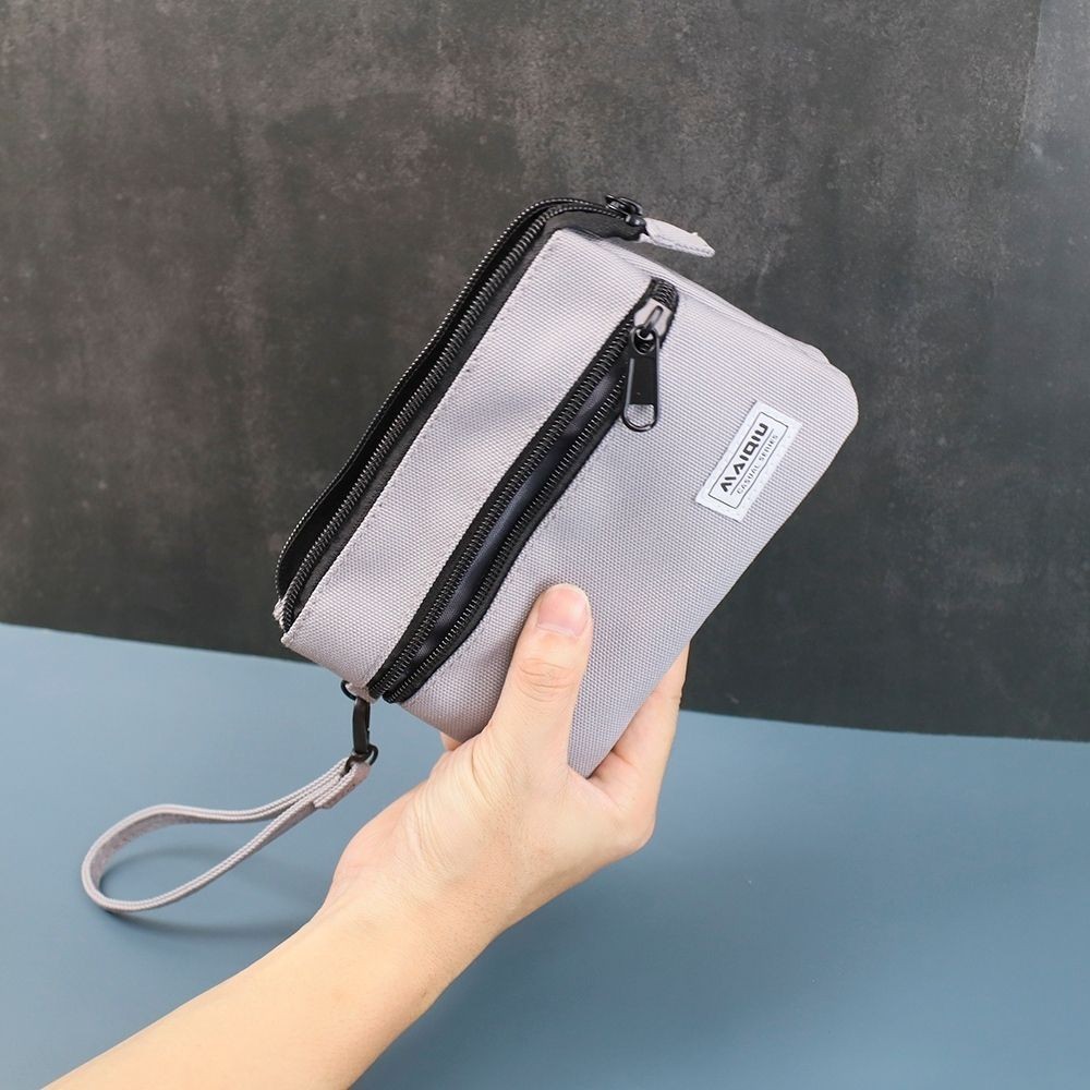 【MQ】雙層手拿包/零錢包-黑色 手機包 隨身包, , large