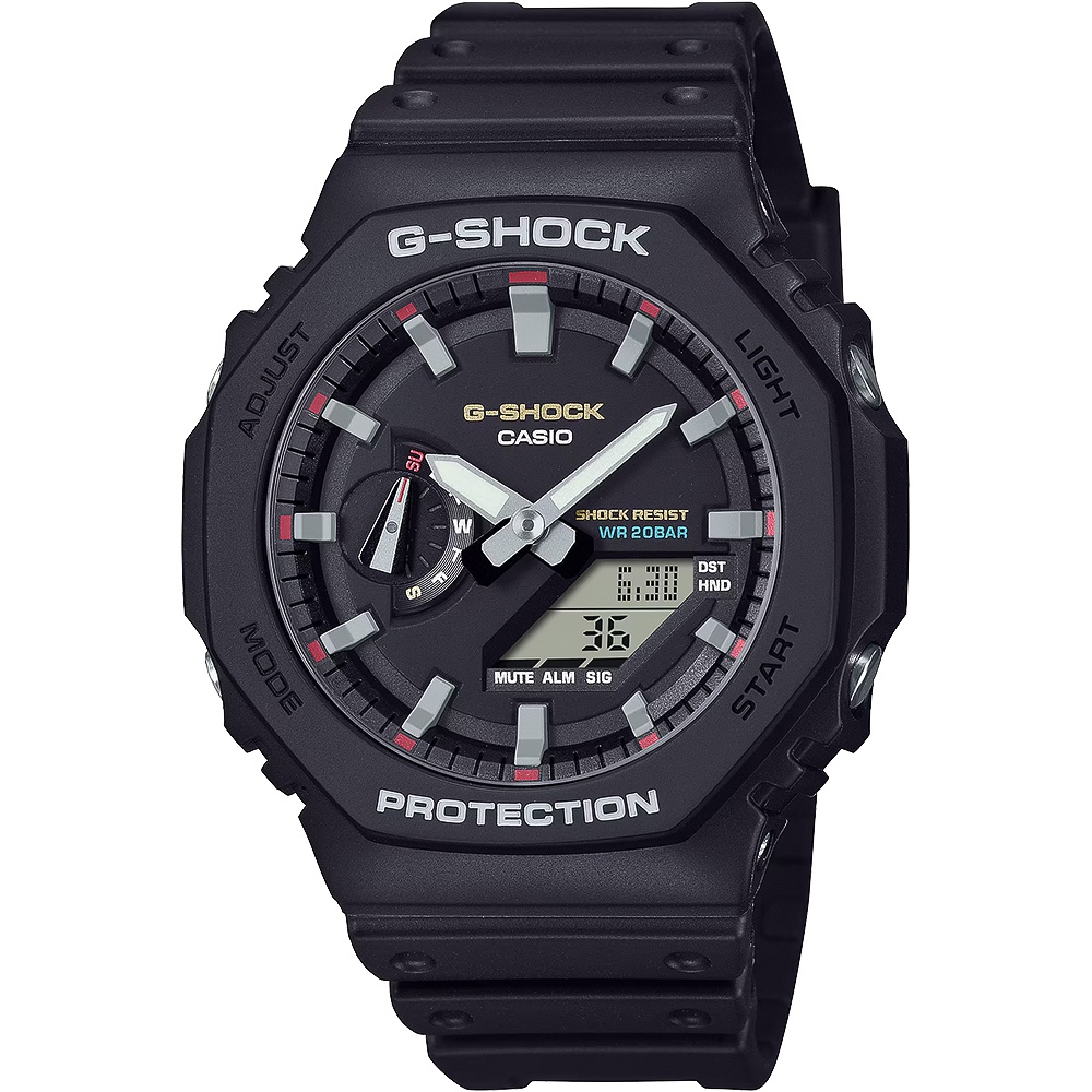 CASIO 卡西歐 G-SHOCK 經典配色八角雙顯手錶 GA-2100RL-1A, , large