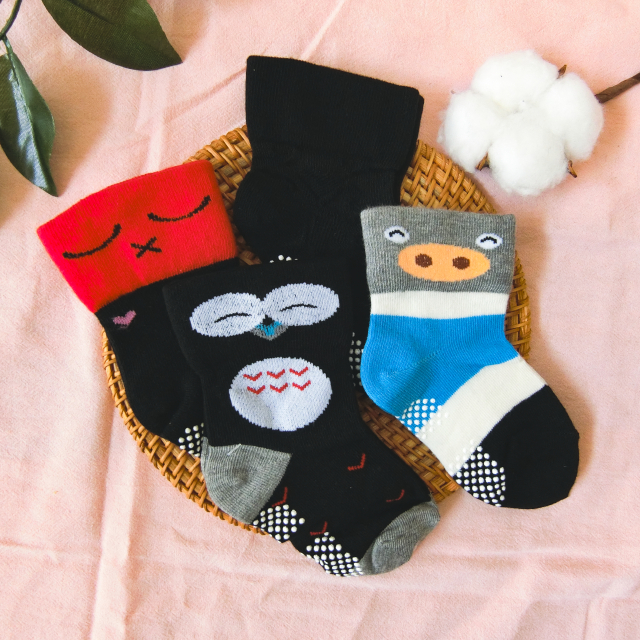 [Kaimei Cotton Industry] 10 pairs of random and excellent MIT made in Taiwan pure cotton wide-mouth anti-slip children's socks (toddler version 1-3 years old) - comprehensive style, , large