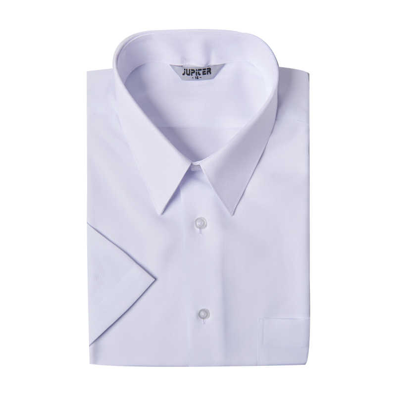 男正式短袖襯衫-白15.5