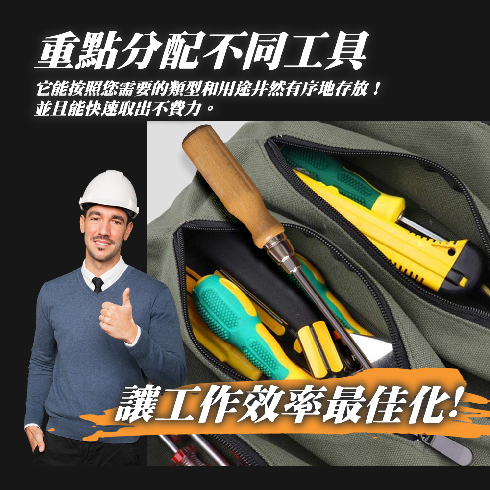 [HANLIN]-BBL167 帆布多功能多格拉鏈工具分類包 拉鍊 帆布 維修工具包, , large