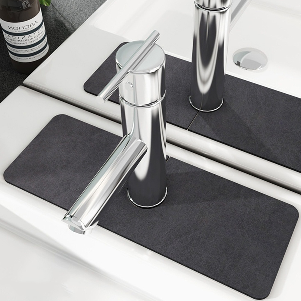 【上手家居】可剪裁水龍頭吸水墊 白色(硅藻土/矽藻土/廚房瀝水墊/水龍頭墊/防濺墊/水槽防水墊/防霉墊), , large