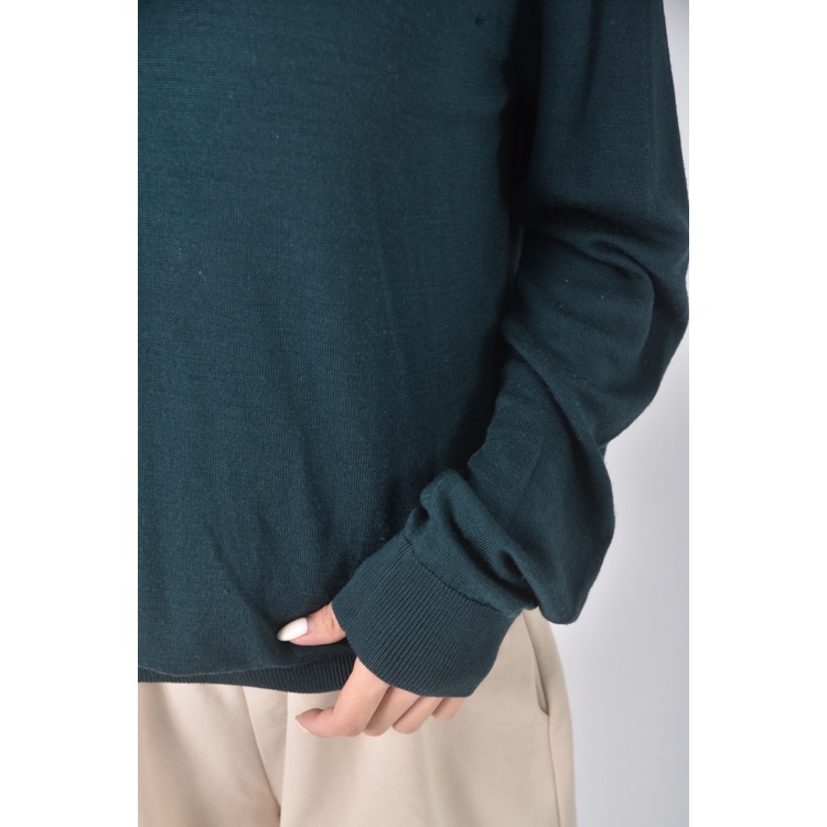 (S) uniqlo質感圓領綠色長袖上衣二手衣, , large