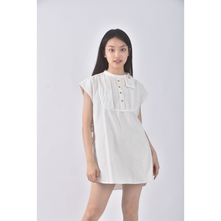 (L) classical elf質感棉質純棉無袖白色上衣二手衣