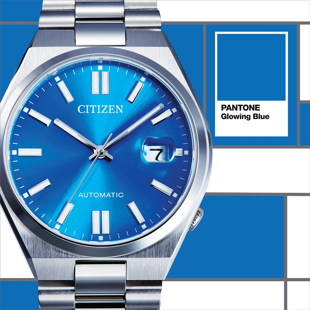 CITIZEN 星辰 X PANTONE Nowstalgia 亞洲限定炫光藍 經典機械錶 NJ0158-8, , large