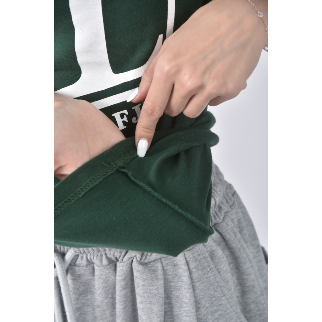 (S) 印花綠色短袖上衣二手衣, , large